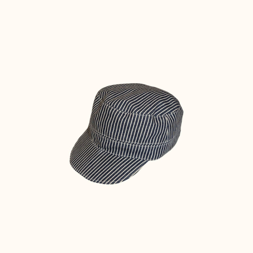 Button hat in Hickory Stripe Denim