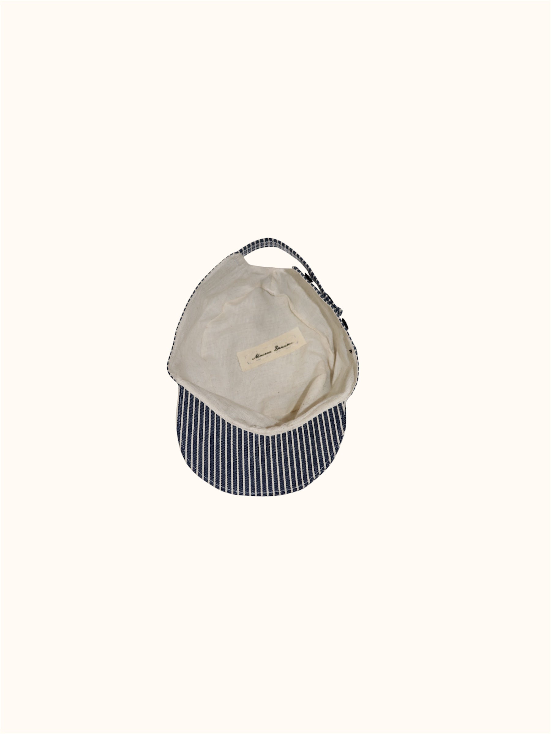 Inside flat lay of Button Hat in Hickory Stripe