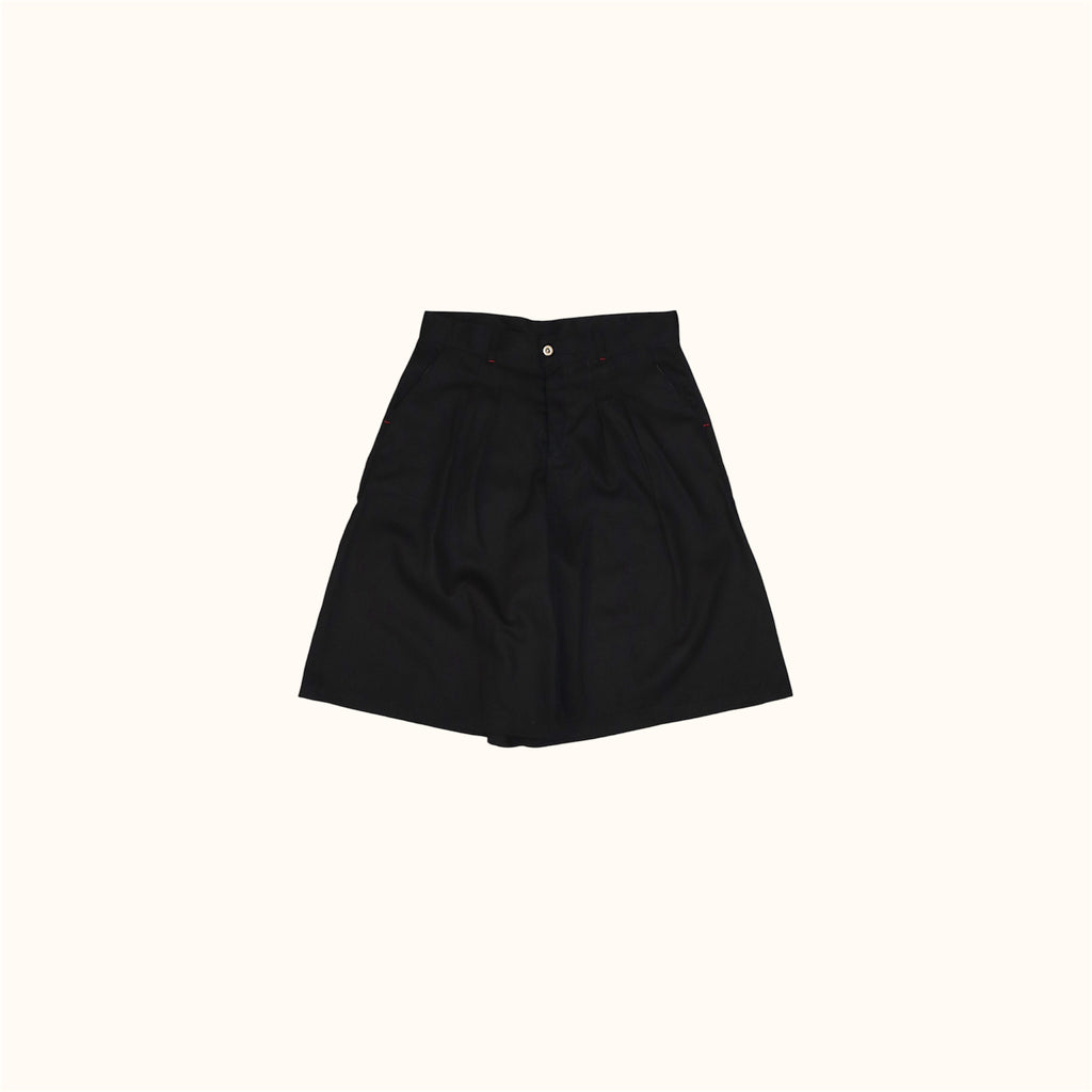 Front flatlay of our pleated shorts showcasing the front details