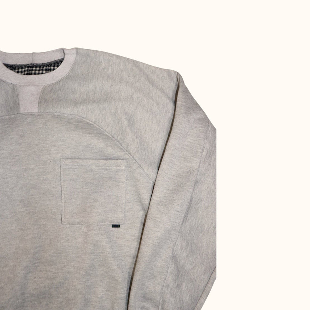 Close up photo of our Pocket Sweatshirt showcasing seam detailing