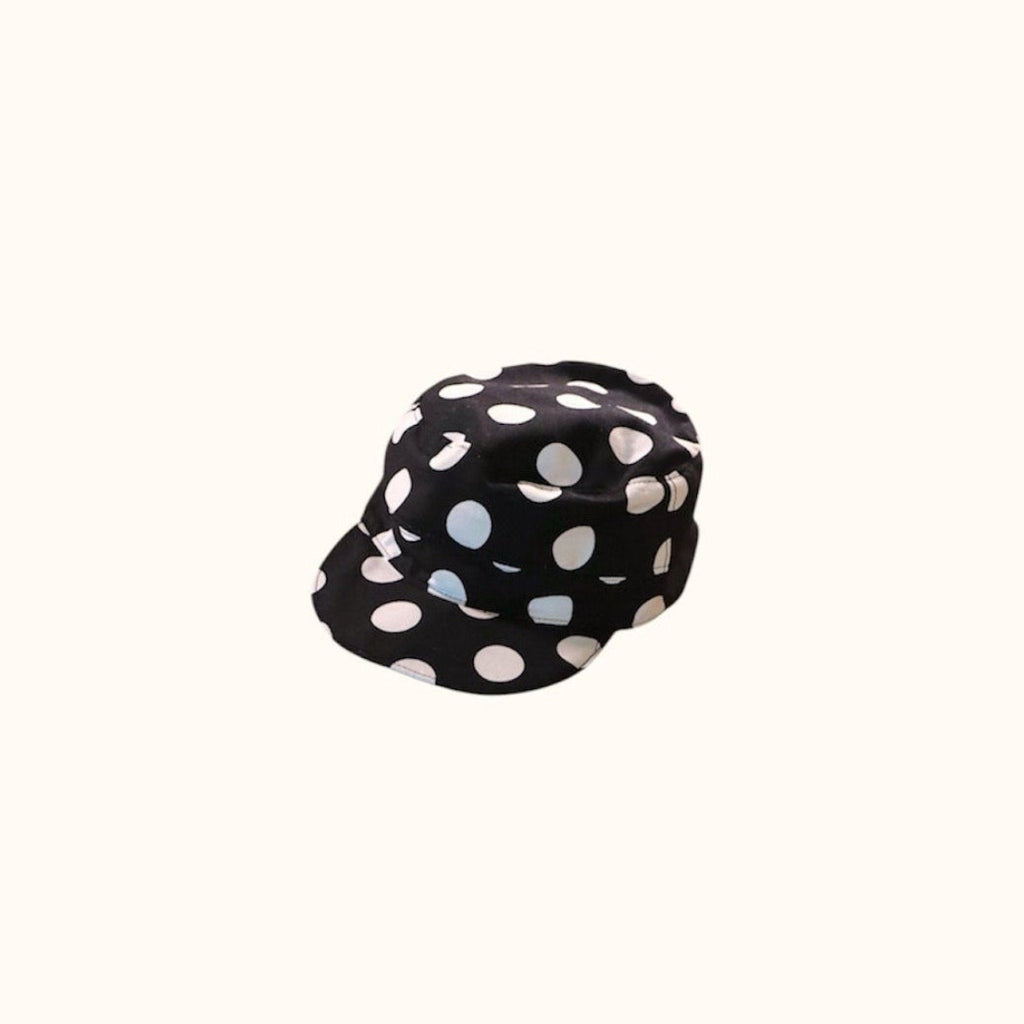 Front flat lay of Black Polka Dot Hat