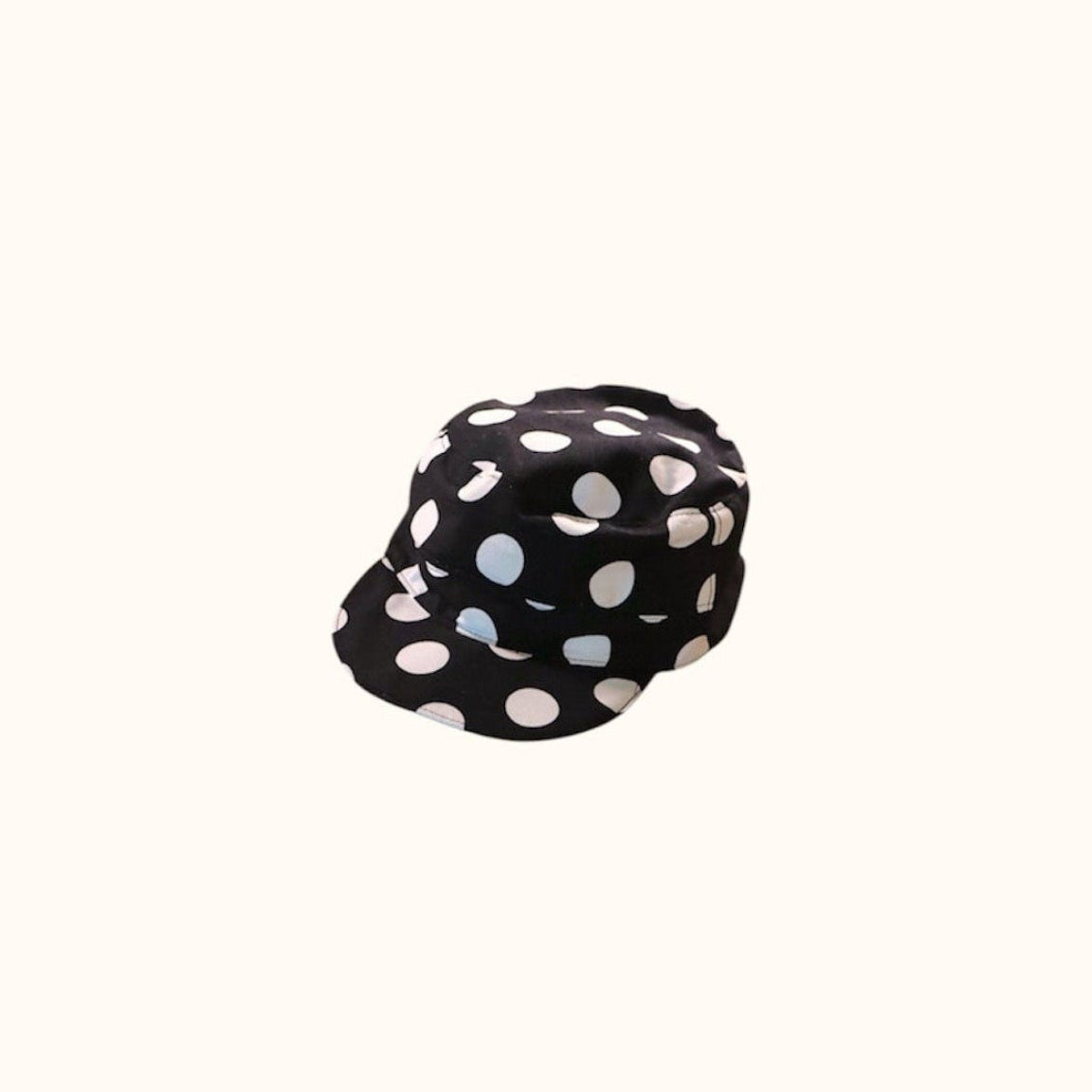 Front flat lay of Black Polka Dot Hat