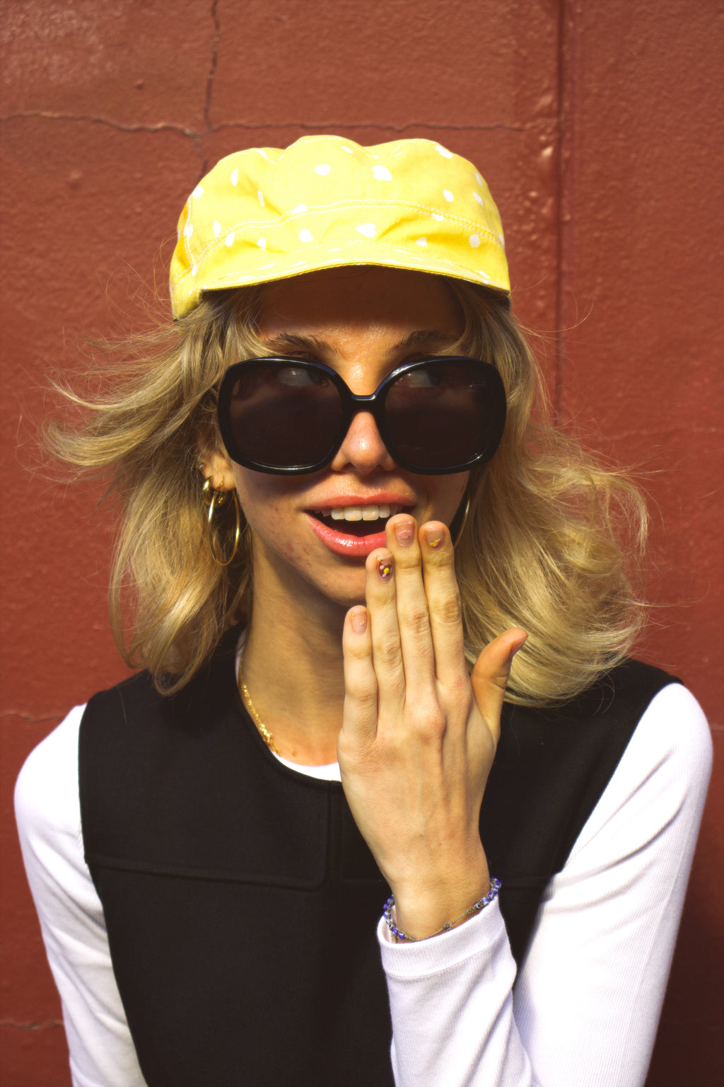 Elise wearing our Polka Dot Hat