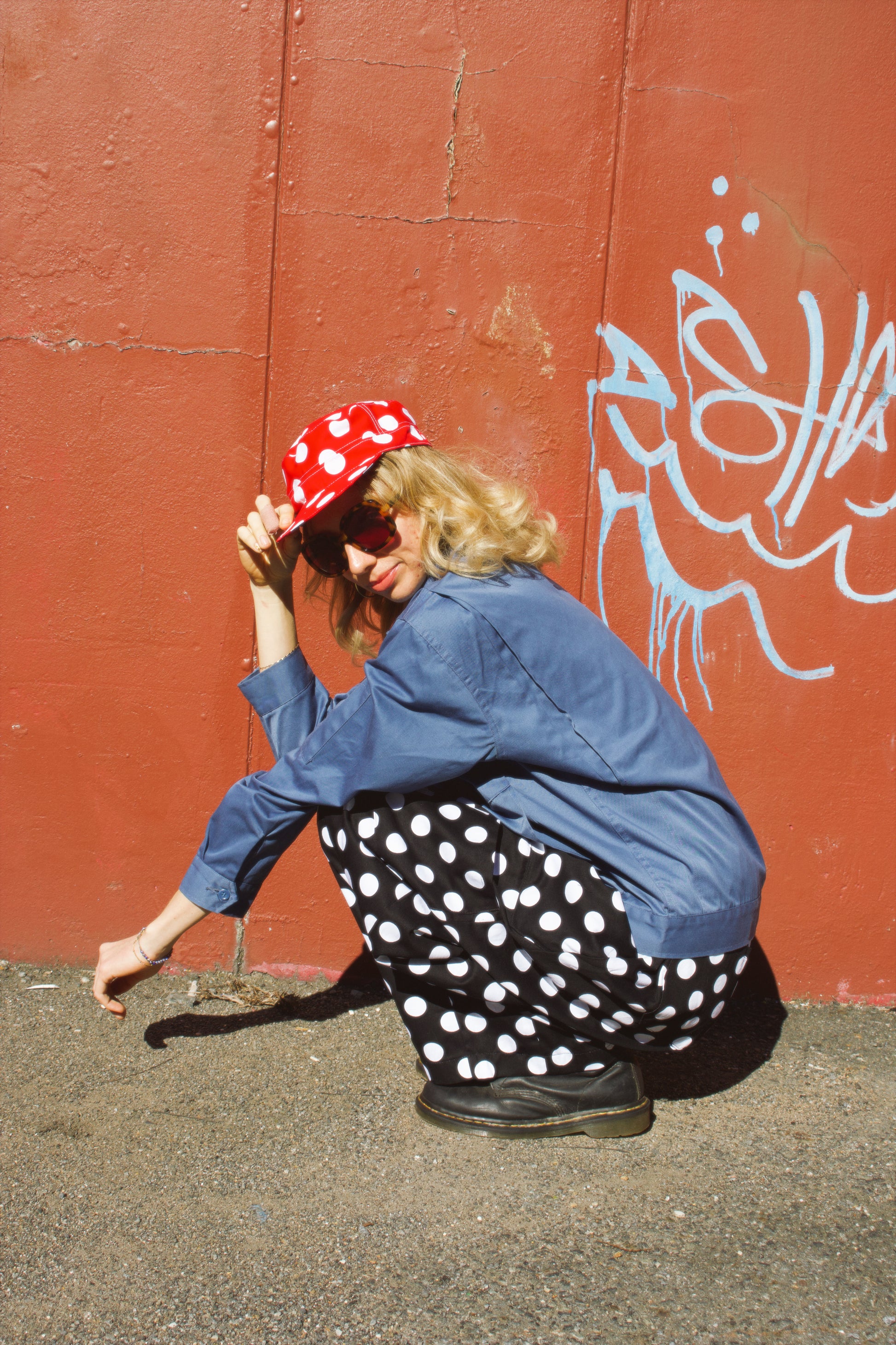Elise wearing our Polka Dot Hat paired with Polka Dot Studio Pants