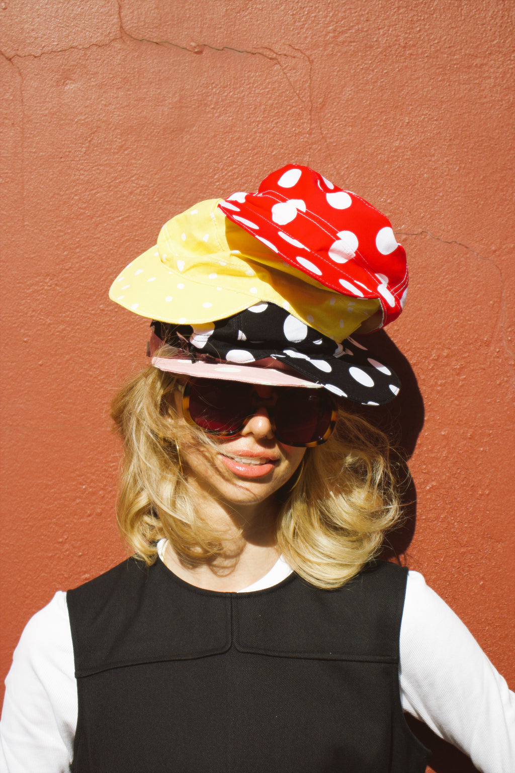 Elise wearing all of our Polka Dot Hats