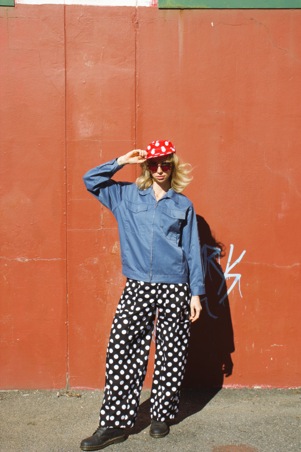 Elise wearing our Polka Dot Hat paired with Polka Dot Studio Pants