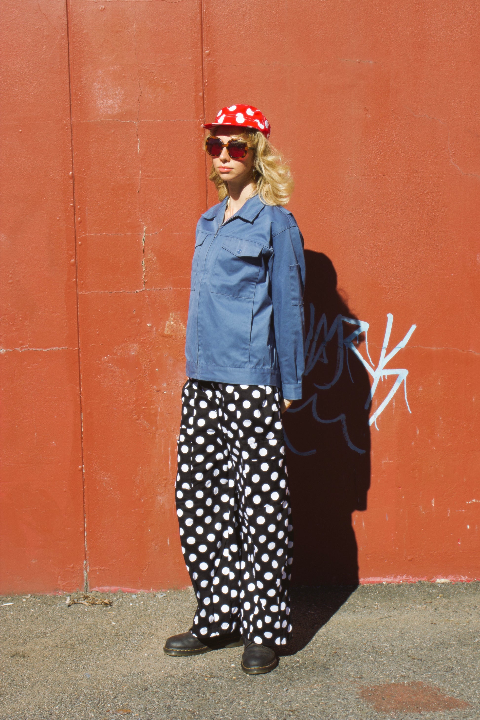 Model wearing the Polka Dot Studio Pants