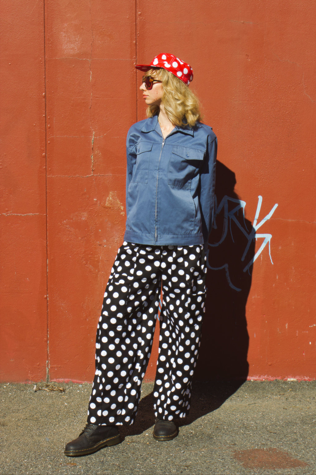 Polka Dot Studio Pants worn by our model Elise