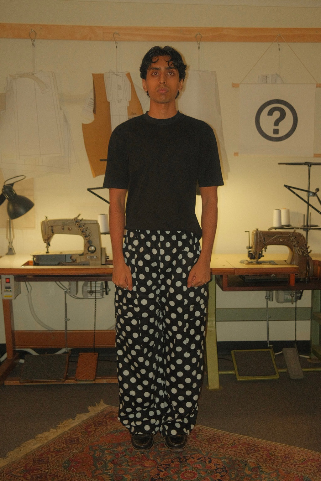Polka Dot Studio Pants worn in Studio