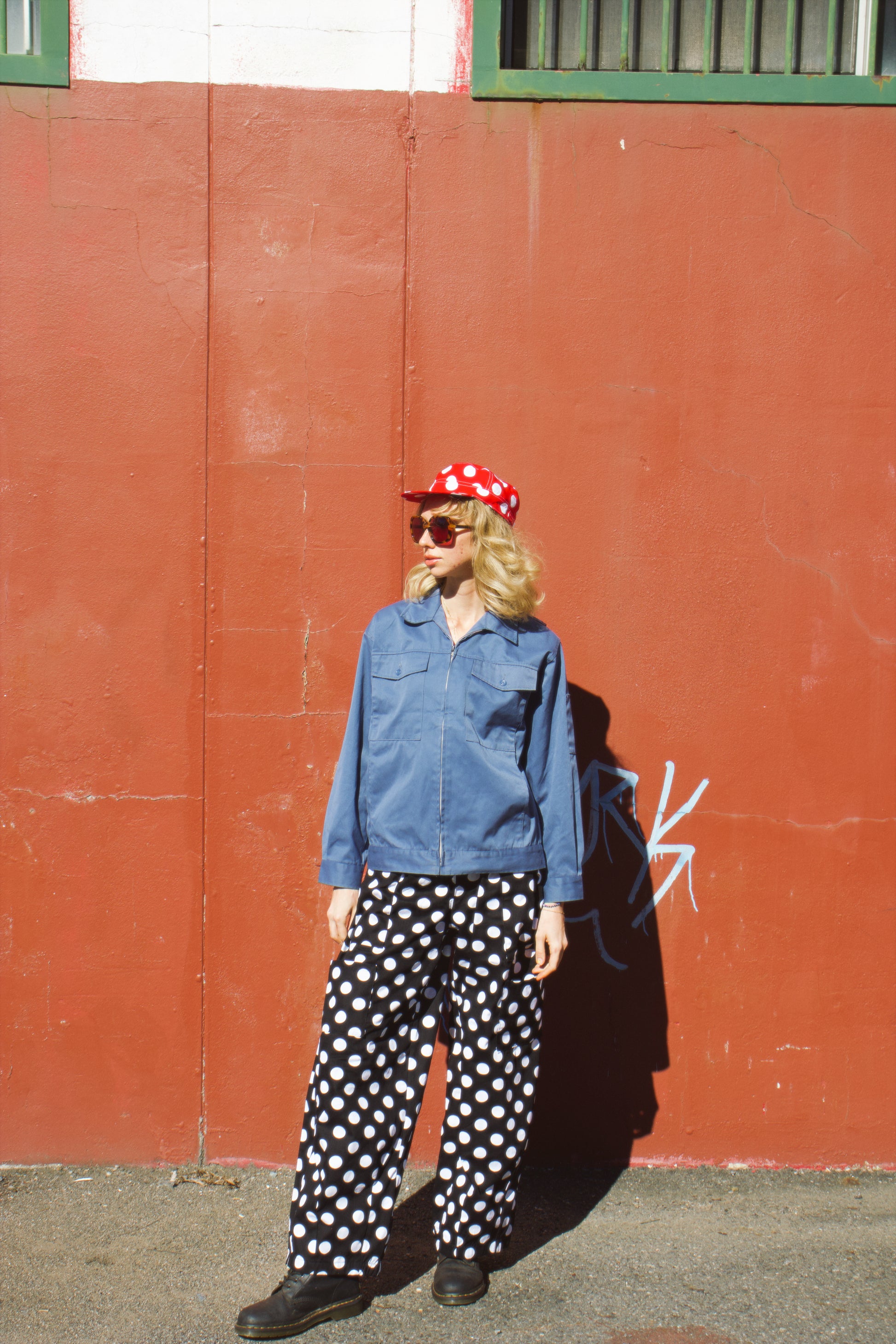 Polka Dot Studio Pants worn by our model Elise