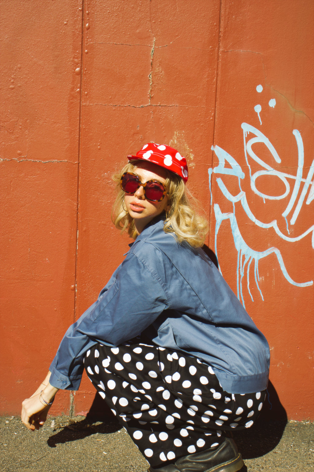 Polka Dot Studio Pants worn by our model Elise