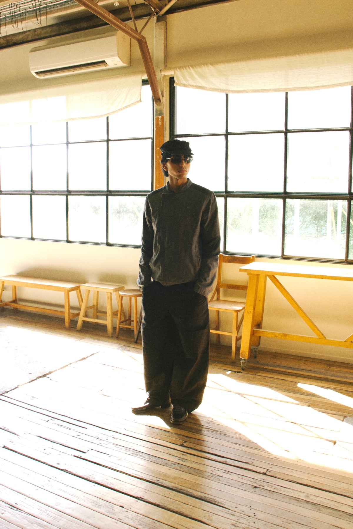 Ary wearing our Studio Pants showcasing its wide, balloon fit.