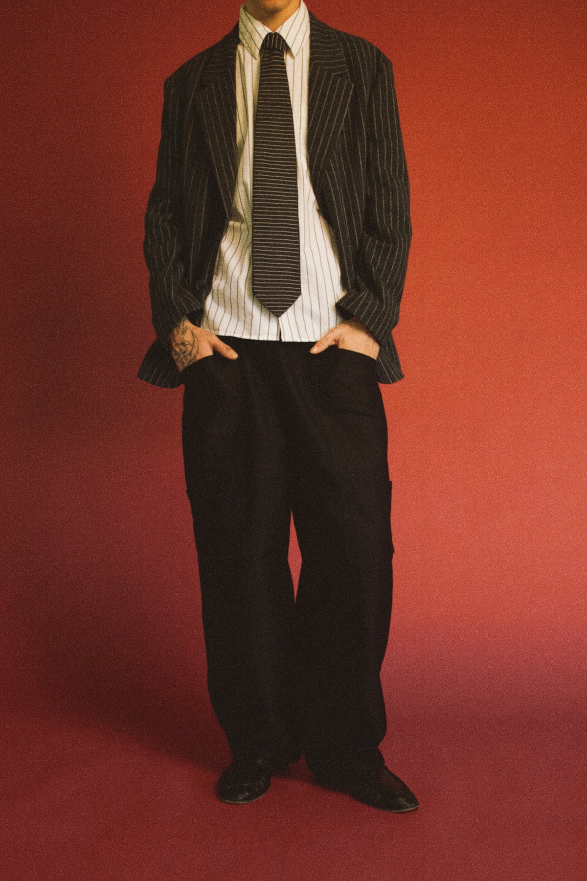 Studio Pants styled in a more formal, contemporary way. Showcasing its versatility