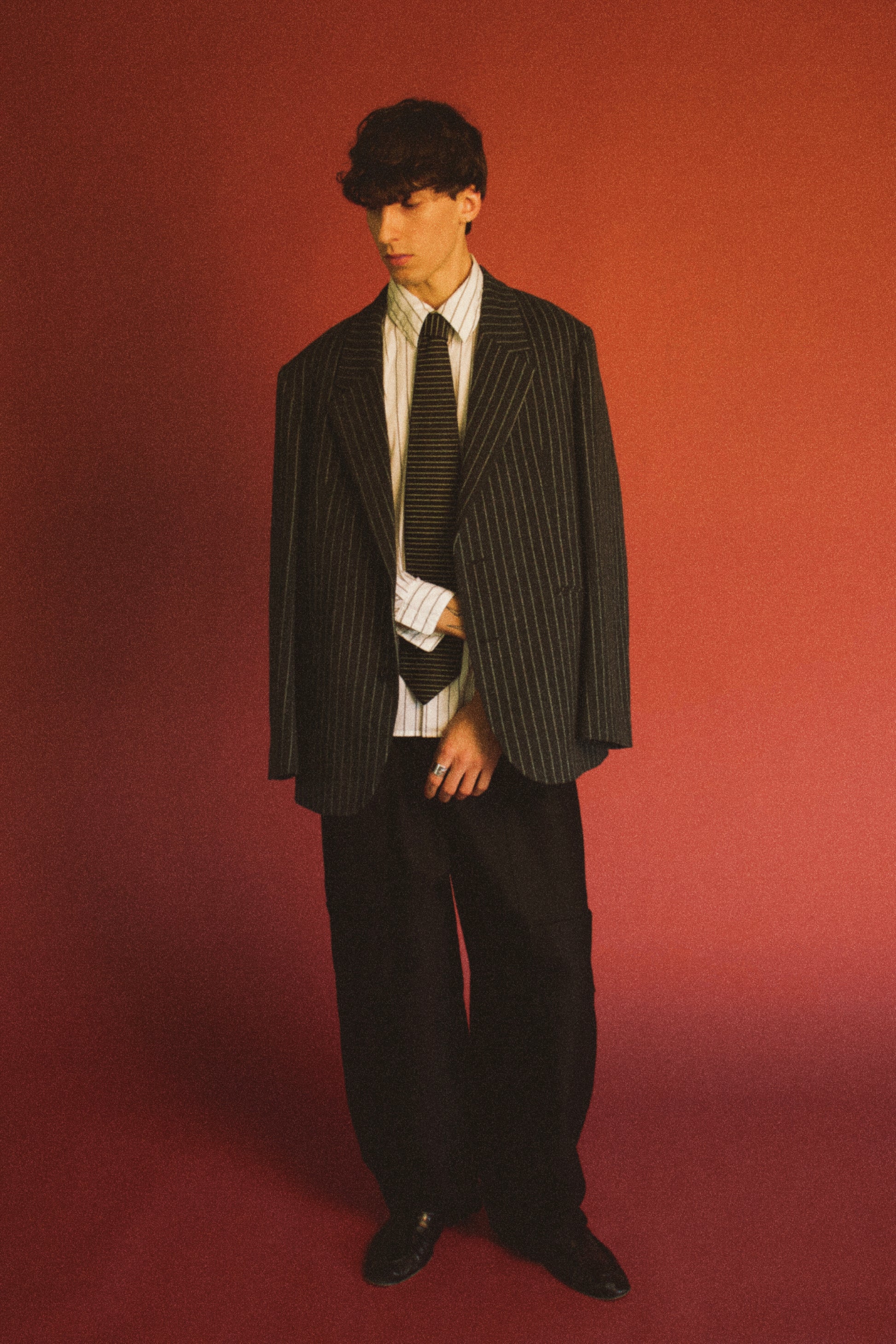 Studio Pants styled in a more formal, contemporary way. Showcasing its versatility