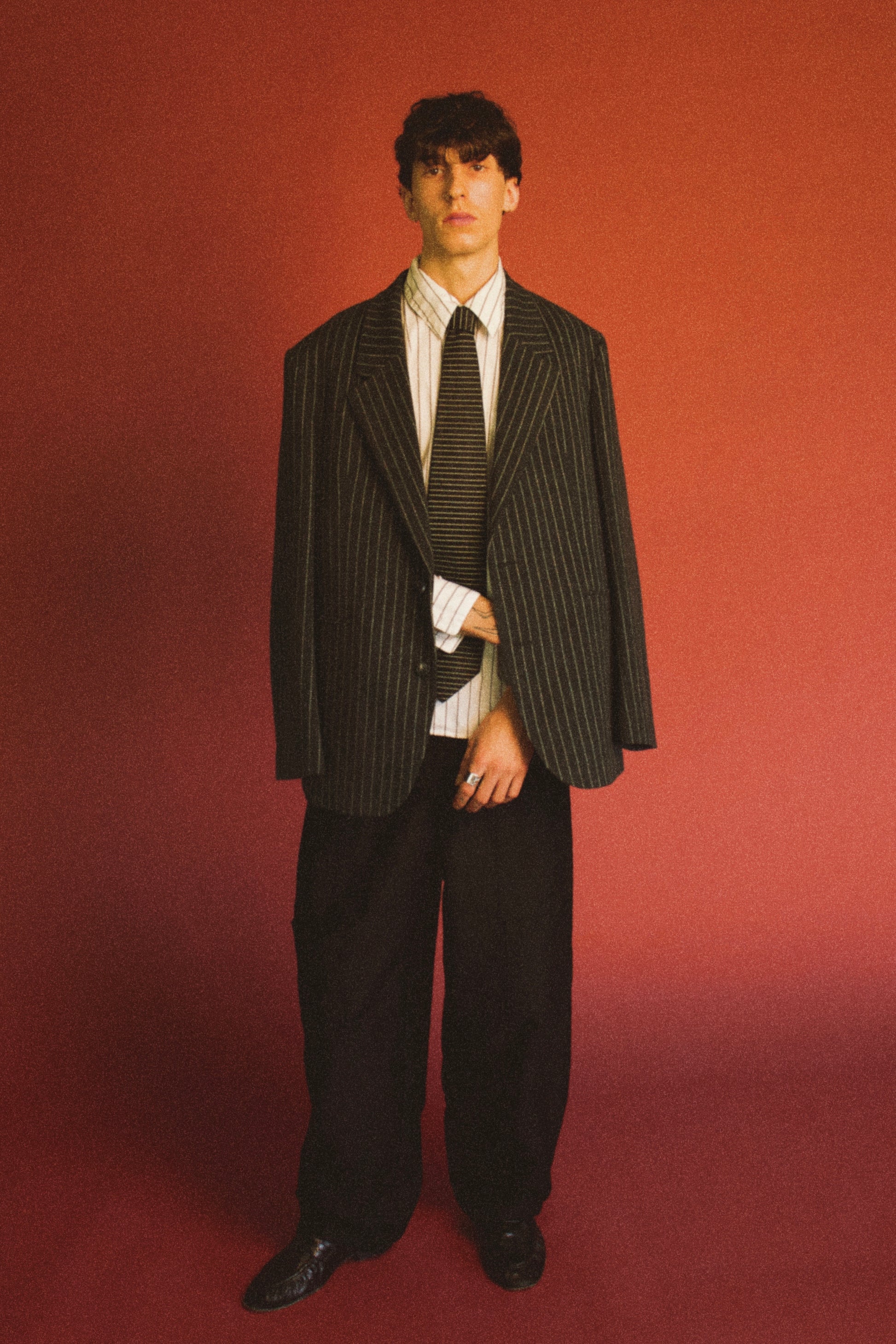 Studio Pants styled in a more formal, contemporary way. Showcasing its versatility