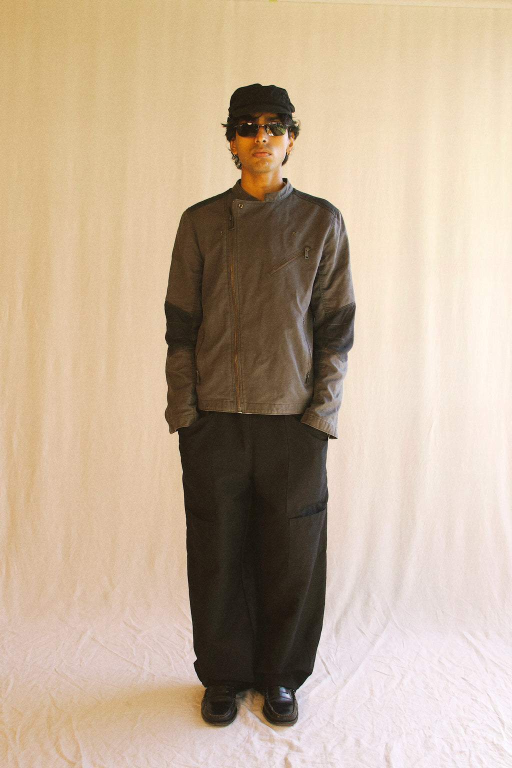 Aternative shot of Studio Pants in soft lighting, highlighting its balloon wide shape